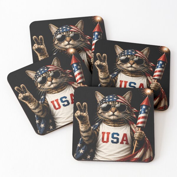 Item preview, Patriotic Cat USA Firework designed and sold by FlutterDtealArt.