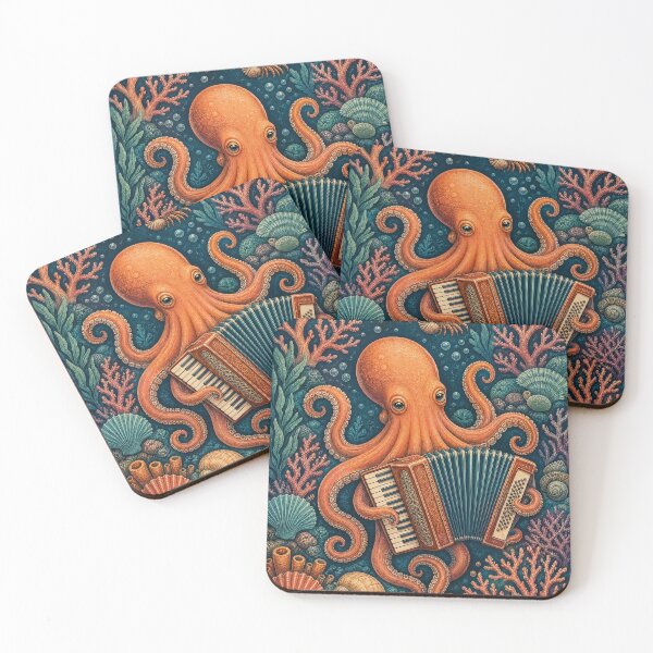 Item preview, Octopus Playing Accordion Underwater Art designed and sold by VibePrints101.