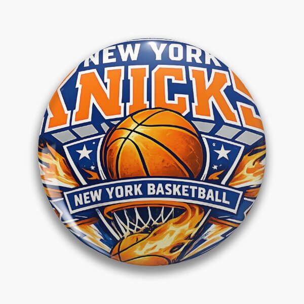 Item preview, York Knicks City Skyline Flaming Basketball Emblem  designed and sold by Jaideep Walia.