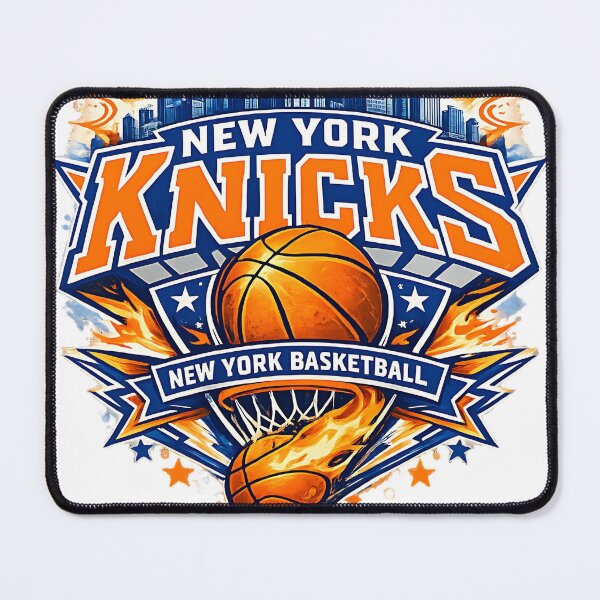Item preview, York Knicks City Skyline Flaming Basketball Emblem  designed and sold by Jaideep Walia.
