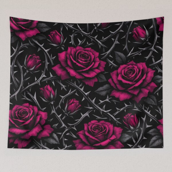 Item preview, Dark Pink Roses and Thorns Pattern designed and sold by Owcomm.