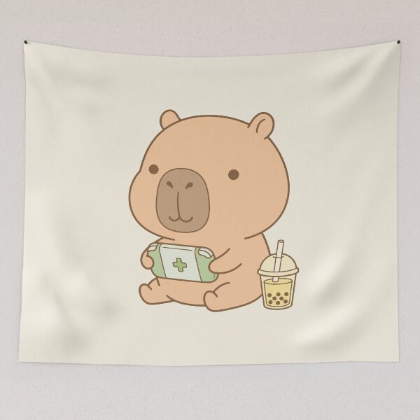 Item preview, Cute Capybara Game Lover with Boba Tea designed and sold by jdaydrawing.