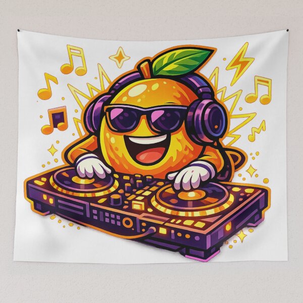 Item preview, DJ Orange Funny Music Party Tropical Fruit DJ Character Design designed and sold by irfanshikh.