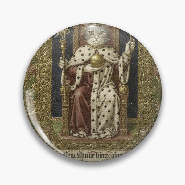 Item preview, Medieval Cat King Enthroned Manuscript Art designed and sold by PictorialWhimsy.