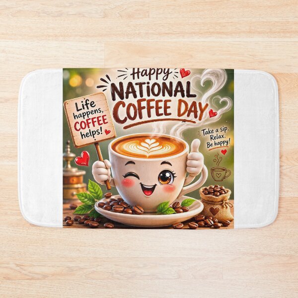 Item preview, Happy National Coffee Day – Cute Coffee Cup Celebration designed and sold by Artisan Finds Online.