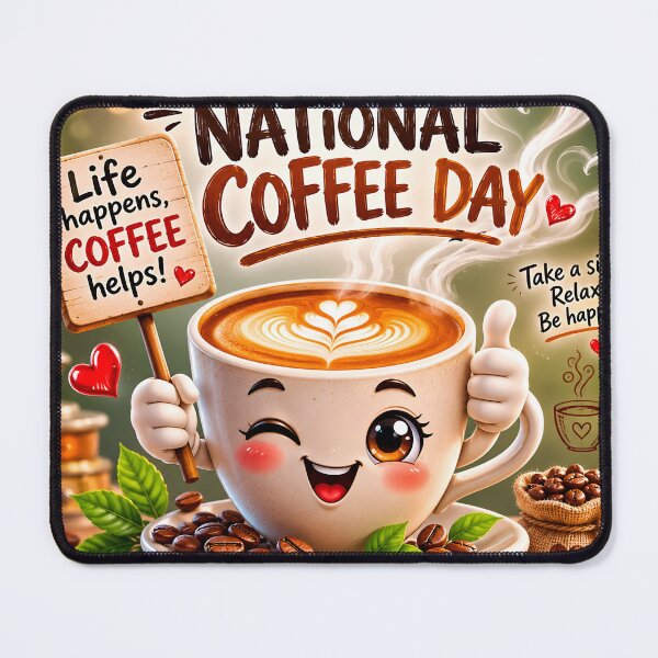 Item preview, Happy National Coffee Day – Cute Coffee Cup Celebration designed and sold by Artisan Finds Online.