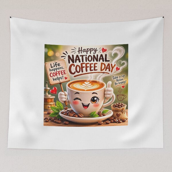 Item preview, Happy National Coffee Day – Cute Coffee Cup Celebration designed and sold by Artisan Finds Online.