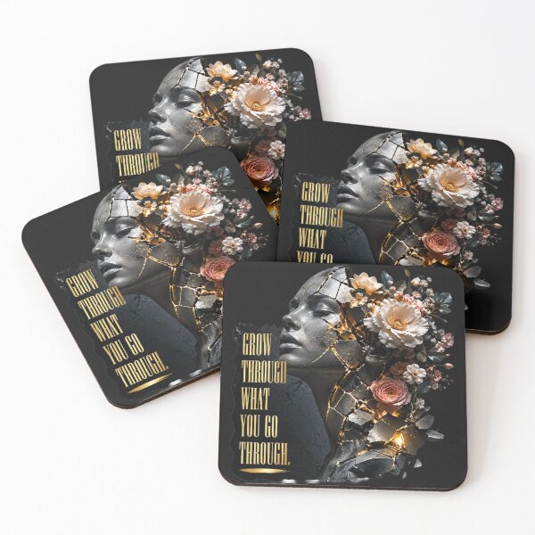 Item preview, Grow Through What You Go Through - Kintsugi Surreal Flower Art Sticker designed and sold by Scro-Ciob-Shop.