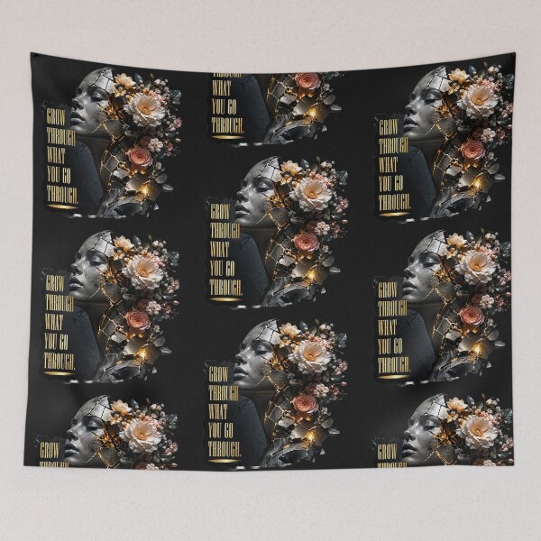 Item preview, Grow Through What You Go Through - Kintsugi Surreal Flower Art Sticker designed and sold by Scro-Ciob-Shop.