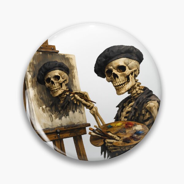 Item preview, Skeleton Artist Painting Macabre Self Portrait designed and sold by Artmares.