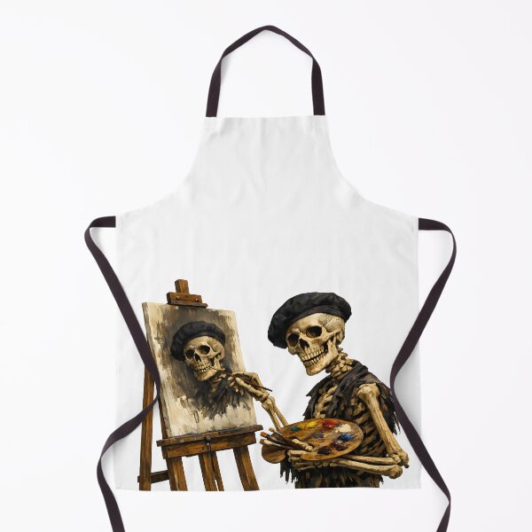 Item preview, Skeleton Artist Painting Macabre Self Portrait designed and sold by Artmares.
