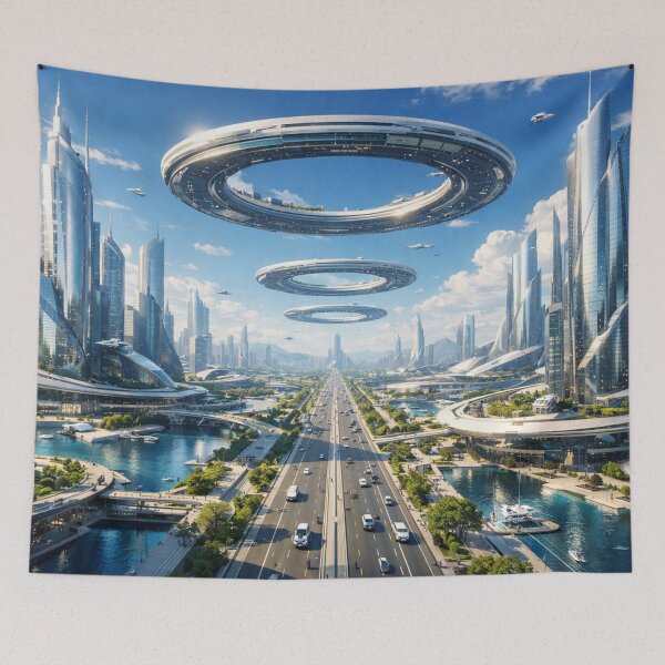 Item preview, Floating future metropolis vision designed and sold by Sigtrix.