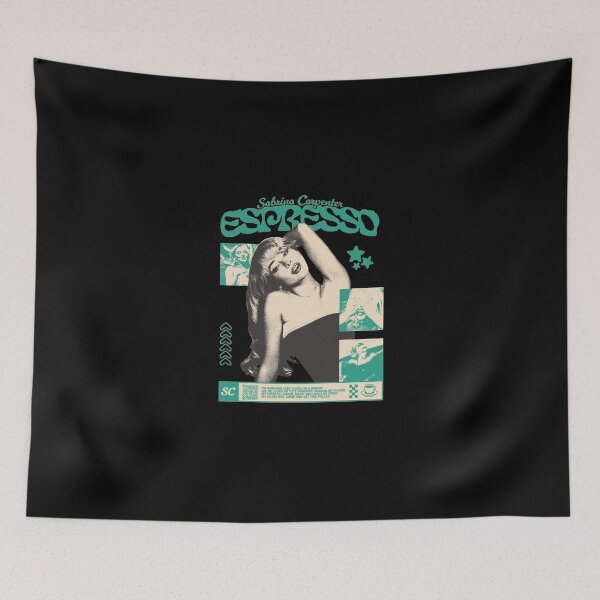 Item preview, Sabrina Carpenter Espresso Retro Teal Music Graphic designed and sold by RustBloomart.