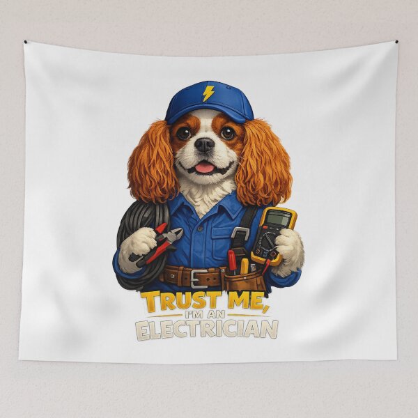 Item preview, Trust Me, I'm an Electrician Blenheim Cavalier designed and sold by SpottyRainbow.