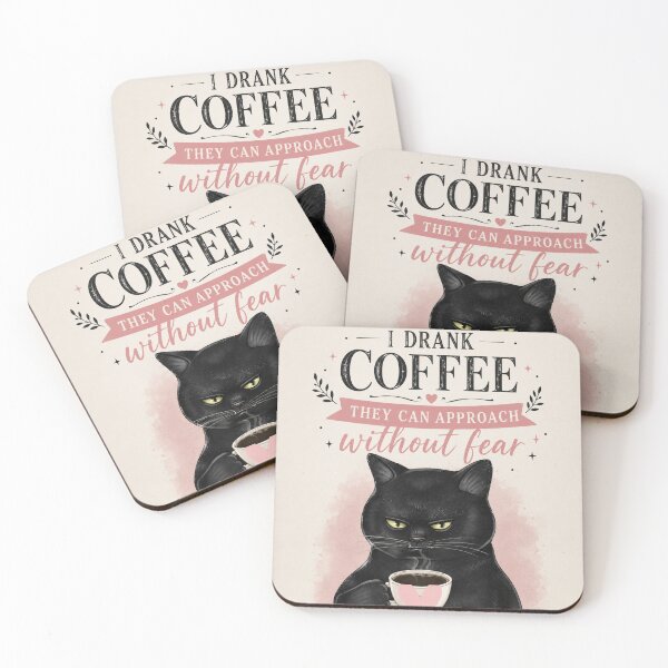 Item preview, I Drank Coffee They Can Approach Without Fear Funny Grumpy Black Cat Vintage Art designed and sold by PrintAura15.