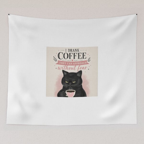 Item preview, I Drank Coffee They Can Approach Without Fear Funny Grumpy Black Cat Vintage Art designed and sold by PrintAura15.