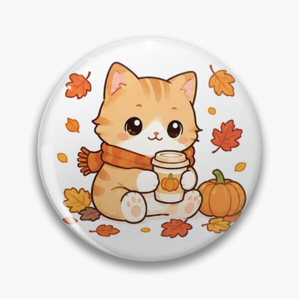Item preview, Cute Autumn Tabby Cat with Coffee designed and sold by  Cat Lady.
