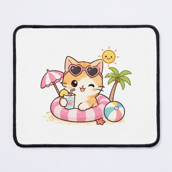 Item preview, Cute Summer Cat Beach Vacation designed and sold by Cat Lady.