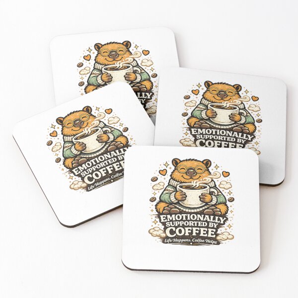 Item preview, Emotionally Supported By Coffee Cute Capybara Coffee Lover T-Shirt designed and sold by Ever Bloom Studio.