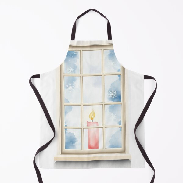 Item preview, Cozy Winter Window Pane Candle Watercolor designed and sold by Vida e Arte.