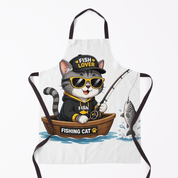 Item preview, Fishing Cat Fish Lover Cute Cat Fishing in Boat Illustration designed and sold by banglalook.