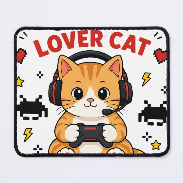 Item preview, Game Lover Cat Cute Gamer Cat Gaming Cat Illustration designed and sold by banglalook.