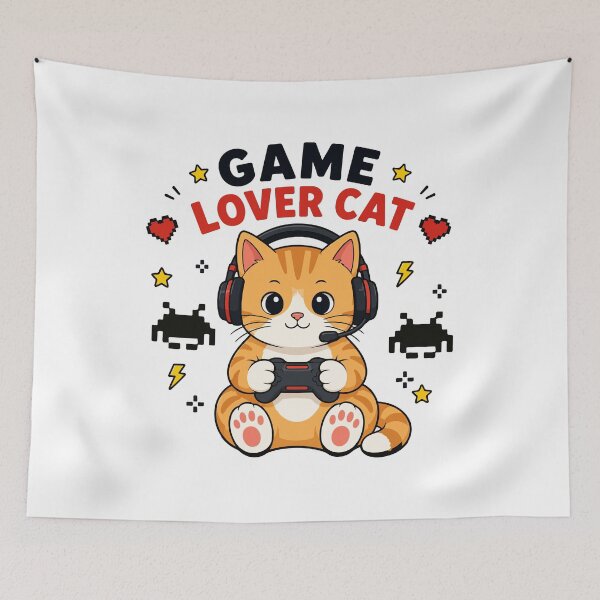 Item preview, Game Lover Cat Cute Gamer Cat Gaming Cat Illustration designed and sold by banglalook.