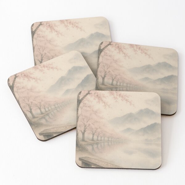 Item preview, Waiting in Silence | Japandi Sakura Zen Wall Art designed and sold by SereniBloom.