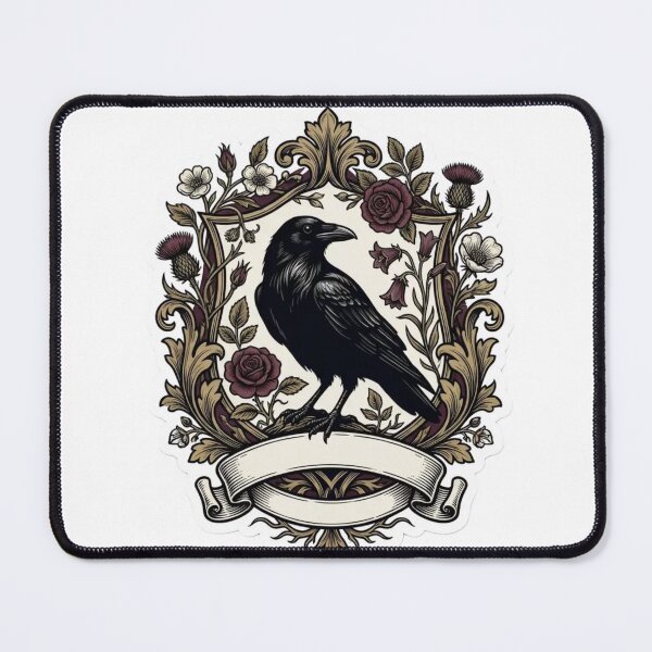 Item preview, Raven Botanical Crest Gothic Nature Emblem designed and sold by StickyGuys.