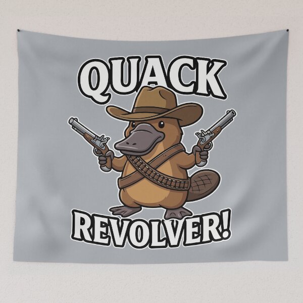 Item preview, Quack Revolver Funny Platypus Cowboy outlaw designed and sold by Amir Faysal.