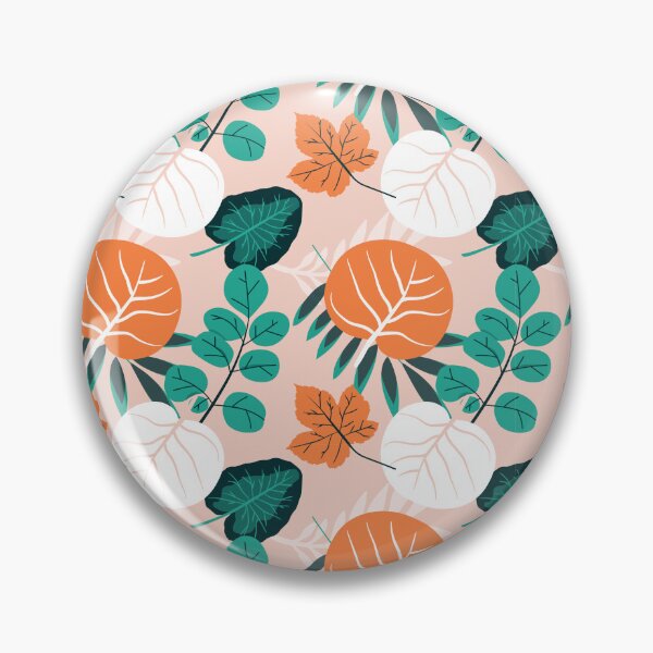 Item preview, Botanical Leaf Pattern Orange Teal Autumn Nature designed and sold by Zaya_art.