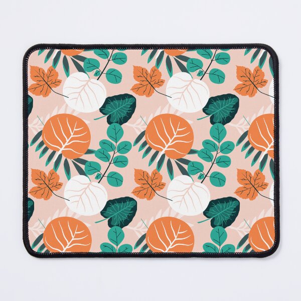 Item preview, Botanical Leaf Pattern Orange Teal Autumn Nature designed and sold by Zaya_art.