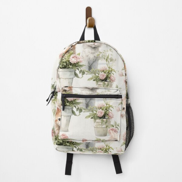 Item preview, Shabby Chic Kitten Floral Watercolor Pattern designed and sold by Canvas-Whispers.