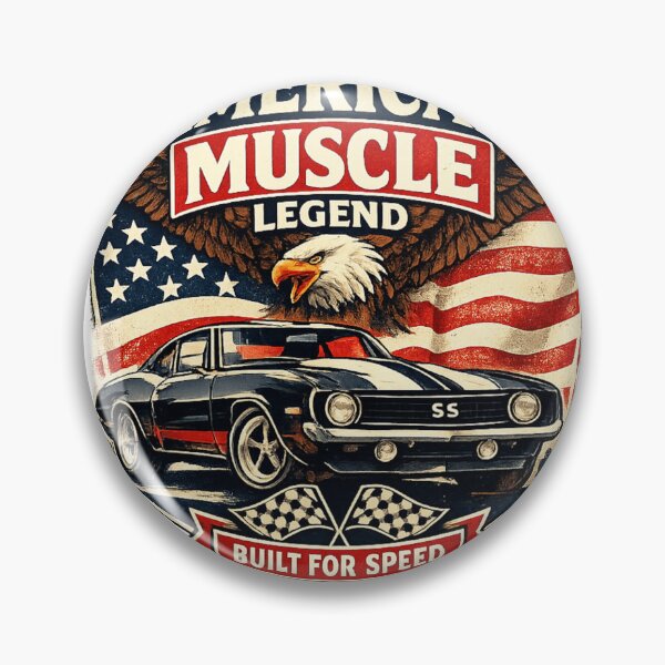 Item preview, AmericanMuscleLegendShieldEdition–RetroClassicCarBadgeDesign designed and sold by Ivory Code.