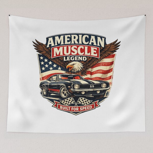 Item preview, AmericanMuscleLegendShieldEdition–RetroClassicCarBadgeDesign designed and sold by Ivory Code.