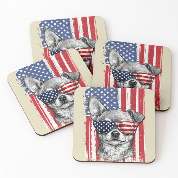 Item preview, Patriotic Chihuahua American Flag Vintage USA Dog Art | 4th of July & America 250th Gift designed and sold by Youngkev-arts.