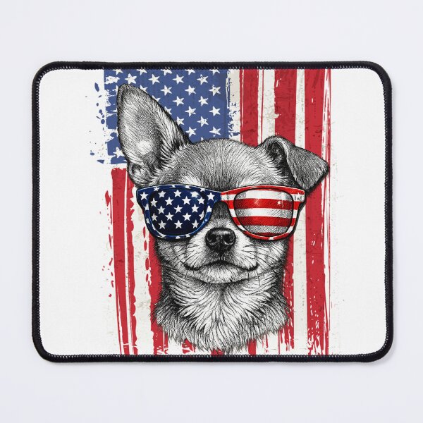 Item preview, Patriotic Chihuahua American Flag Vintage USA Dog Art | 4th of July & America 250th Gift designed and sold by Youngkev-arts.