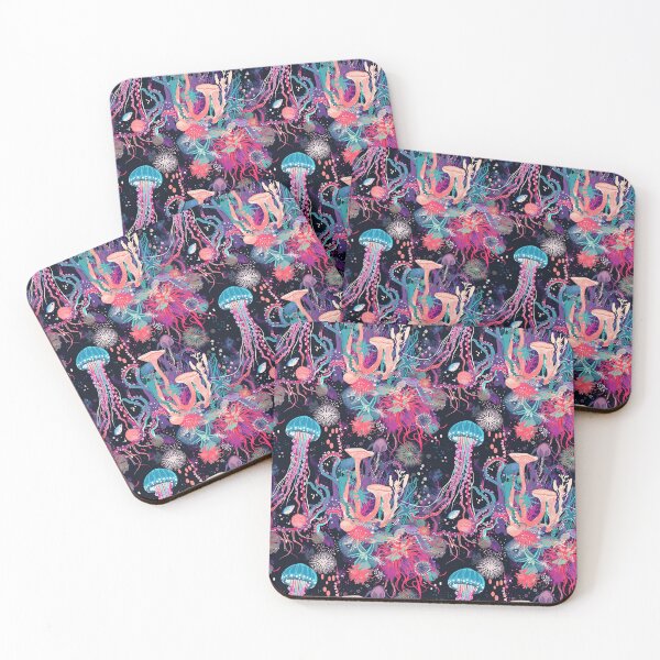 Item preview, Neon Jellyfish Deep Sea Coral Pattern designed and sold by Canvas-Whispers.