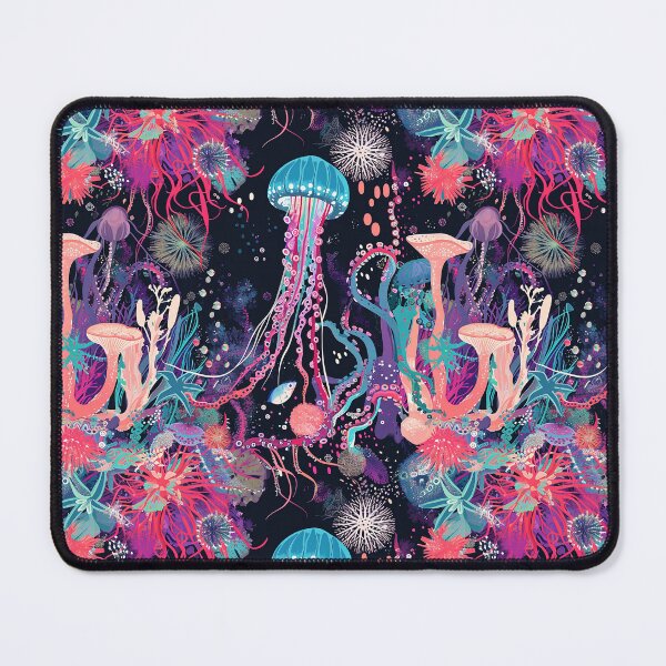 Item preview, Neon Jellyfish Deep Sea Coral Pattern designed and sold by Canvas-Whispers.