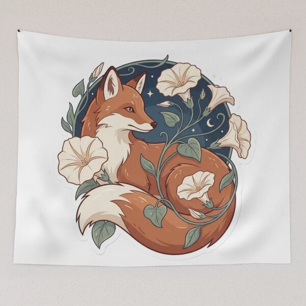 Item preview, Moonflower Fox Enchanted Woodland Spirit designed and sold by StickyGuys.