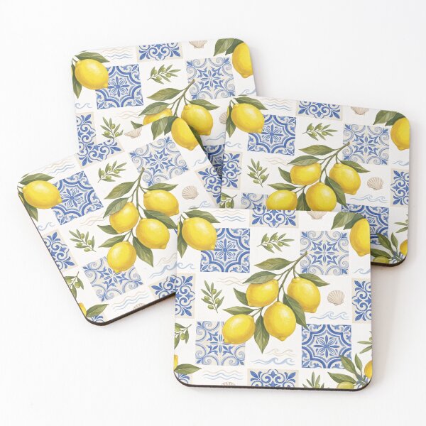Item preview, Coastal Lemon Market Mediterranean Pattern designed and sold by StickyGuys.
