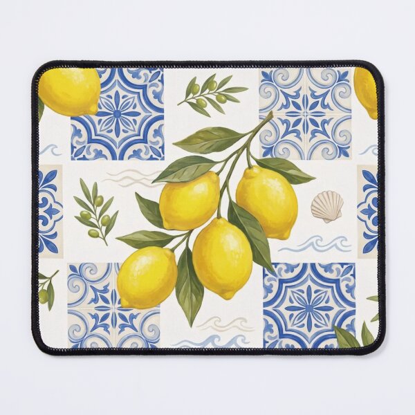 Item preview, Coastal Lemon Market Mediterranean Pattern designed and sold by StickyGuys.