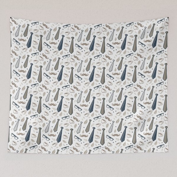 Item preview, Hipster Necktie Mustache Father's Day Pattern designed and sold by Canvas-Whispers.