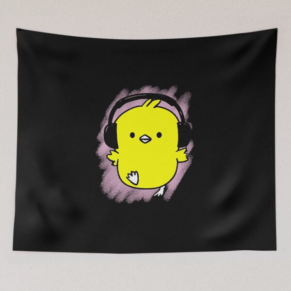 Item preview, Kawaii Chick with Headphones Music Cute Little Bird designed and sold by AstronautMerch.