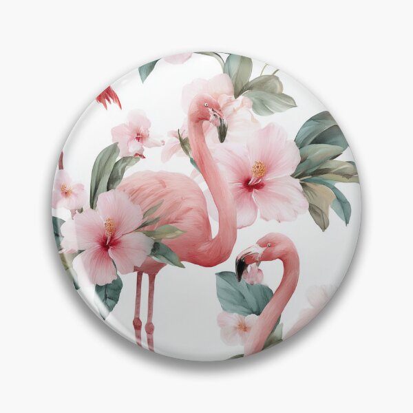 Item preview, Watercolor Flamingo Hibiscus Floral Pattern designed and sold by Canvas-Whispers.