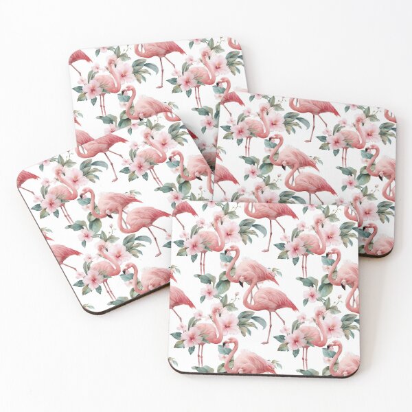 Item preview, Watercolor Flamingo Hibiscus Floral Pattern designed and sold by Canvas-Whispers.