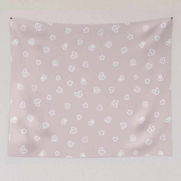 Item preview, Lucky Girl Symbol Doodles Retro Charmcore for Coquette Teen Bedrooms Blush designed and sold by RenattaZare.