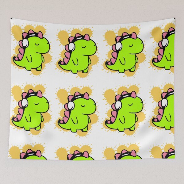 Item preview, Kawaii Dinosaur with Headphones Chill Dino Music designed and sold by AstronautMerch.