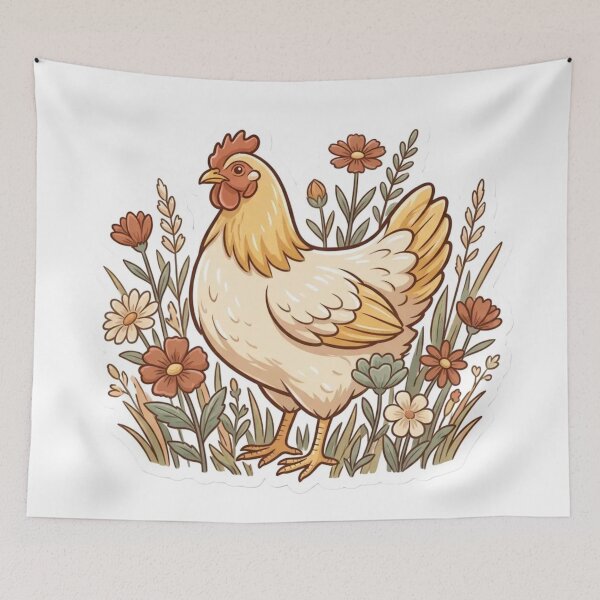 Item preview, French Hen Wildflower Countryside Charm designed and sold by StickyGuys.