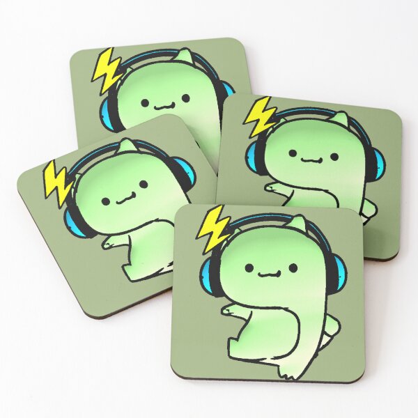 Item preview, Kawaii Monster with Electro Green Lightning Headphones designed and sold by AstronautMerch.